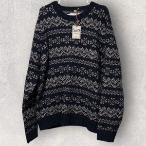 NWT Schott Bros Wool Crew Neck Heavy Sweater Men’s Size XXL Blue Gray